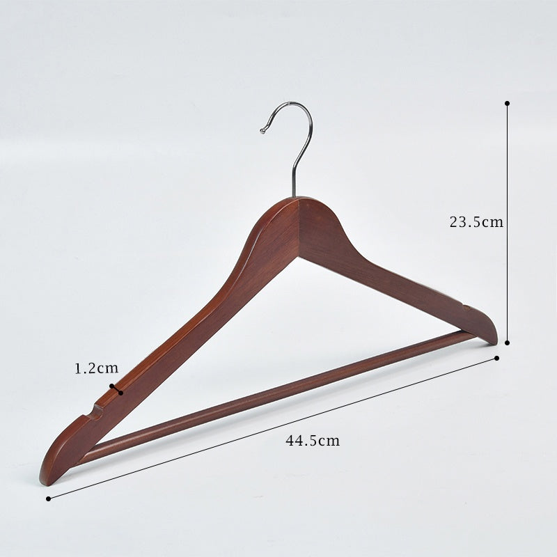 Lot de 10 cintres à costume en bois massif haut de gamme avec barre antidérapante, épaules larges, finition bordeaux pour manteaux et vestes