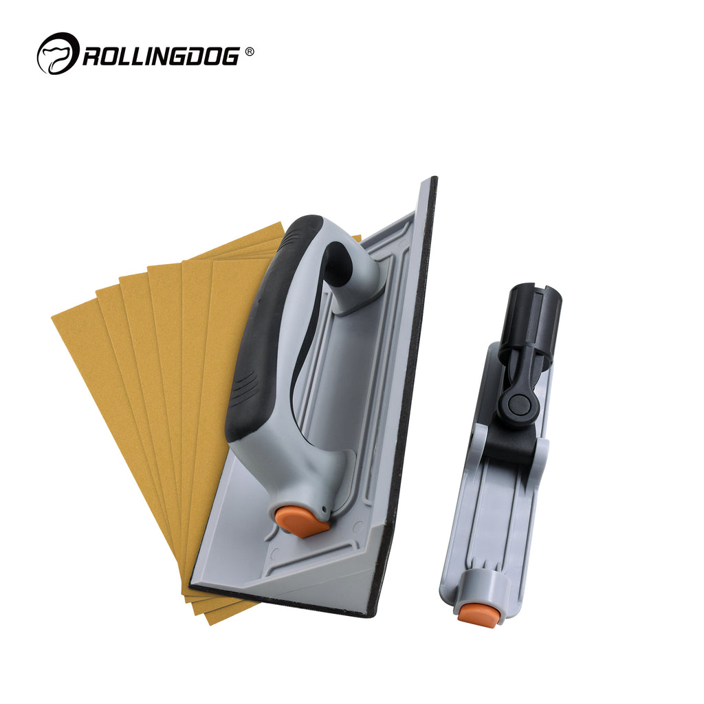 ROLLINGDOG SURFEX Kit d'outils d'angle intérieur 9 pièces, outil de ponçage d'angle pour finition précise des bords de murs, ponçage de plâtre