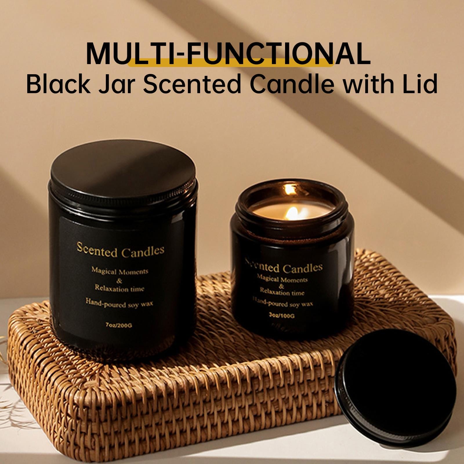 Zooly Bougie parfumée en pot à crème série entièrement noire - Senteur Gentleman, 200 g, 1 pièce