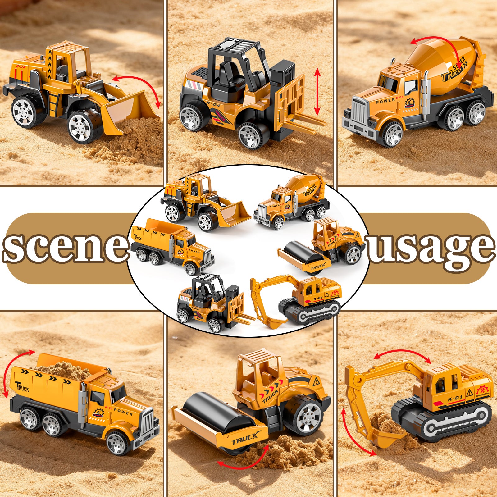 Ensemble de jouets de véhicules de camion de construction pour garçons avec tapis de jeu et voiture en métal moulé sous pression, camion de transport pour enfants 3-8 ans