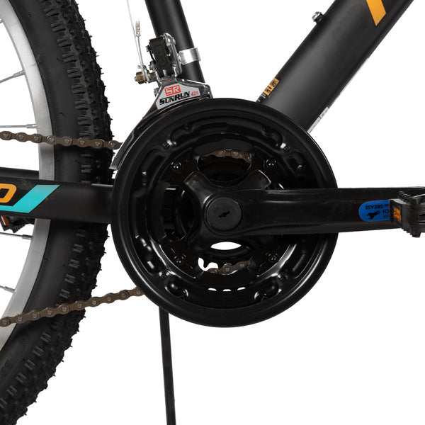 Hiland Ridge VTT adulte, cadre robuste en acier haute résistance, vélo de trajet urbain homme femme, fourche à suspension avant, 18 vitesses, double frein à disque, 26 pouces