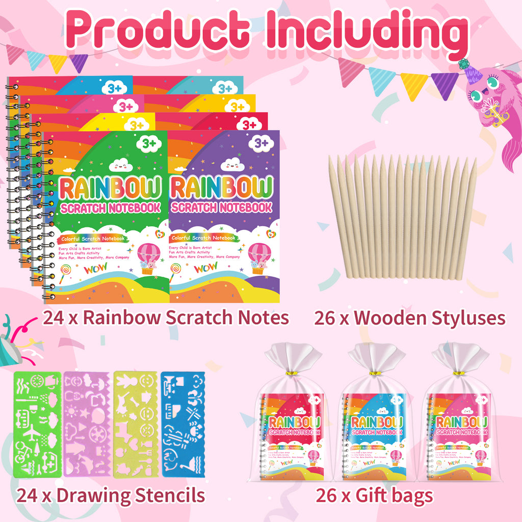 Rainbow Kit de carnets d'art par gommage Arc-en-ciel Lot de 24