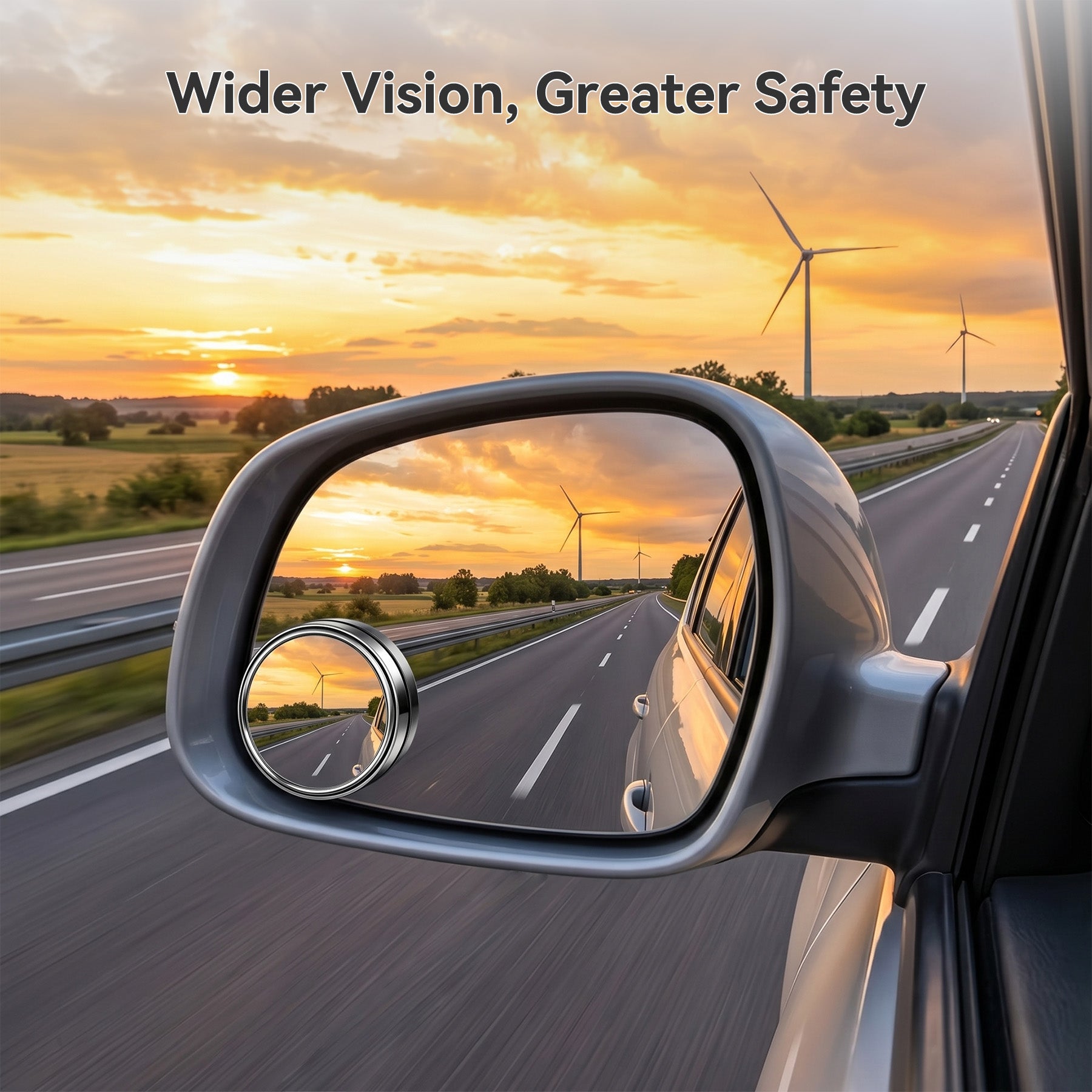 Miroir convexe HD sans cadre rond, pivotant et réglable à 360°, couleur argentée, adapté aux voitures, camions et SUV, améliore la sécurité routière, lot de 2 pièces