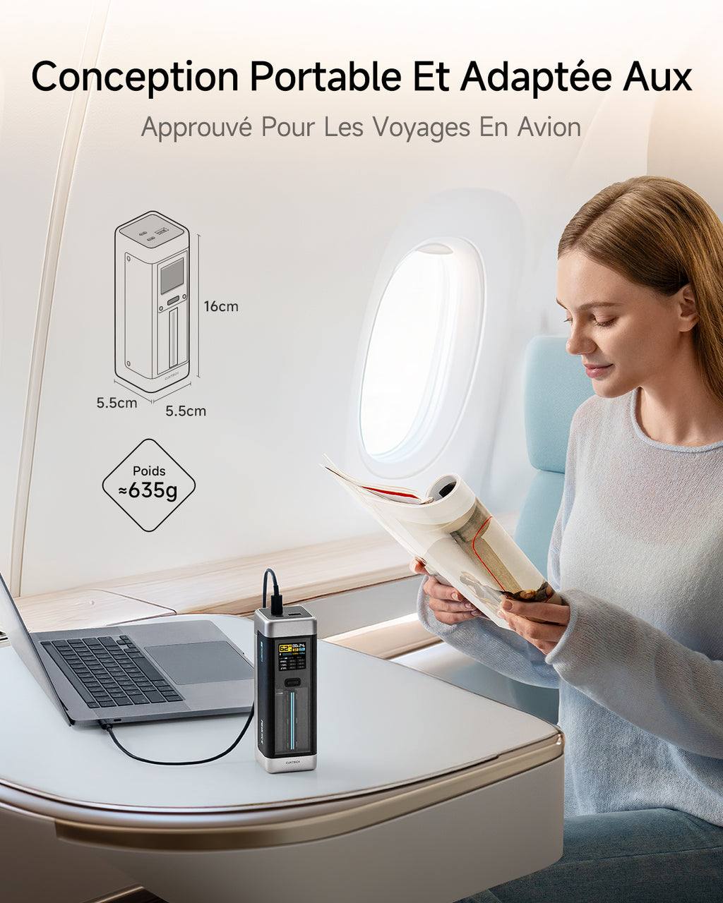CUKTECH NO.20 P23 Batterie portable à charge rapide 25 000 mAh 140 W USB-C 3 ports PD3.1 - Gris