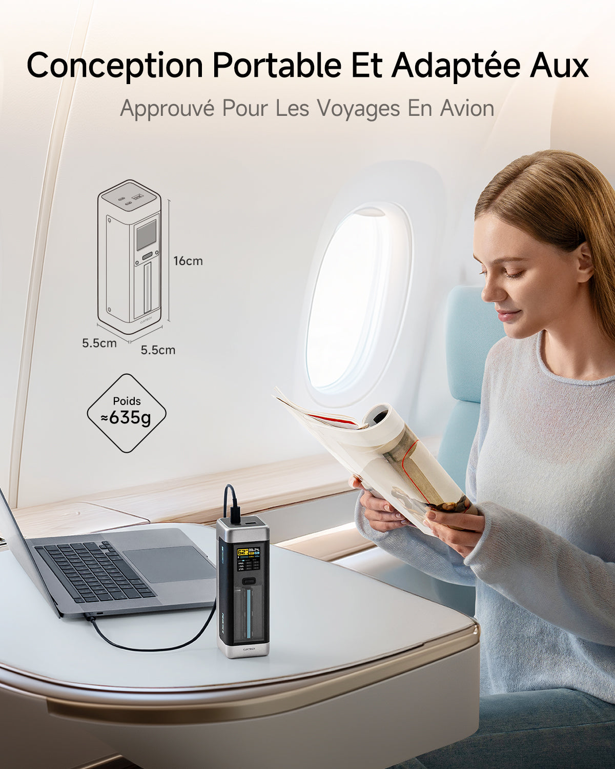 CUKTECH NO.20 P23 Batterie portable à charge rapide 25 000 mAh 140 W USB-C 3 ports PD3.1 - Gris
