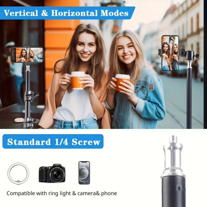 Support de Projecteur 1,6 m Trépied Pliable à l'Envers en Métal avec Support de Téléphone Mobile Intégré, Support de Sol Réglable Multifonctionnel Compatible avec Projecteur