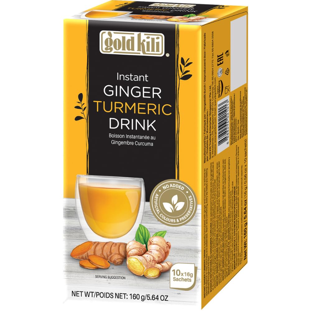 Goldkili Boisson instantanée au gingembre et au curcuma 10 × 16 g