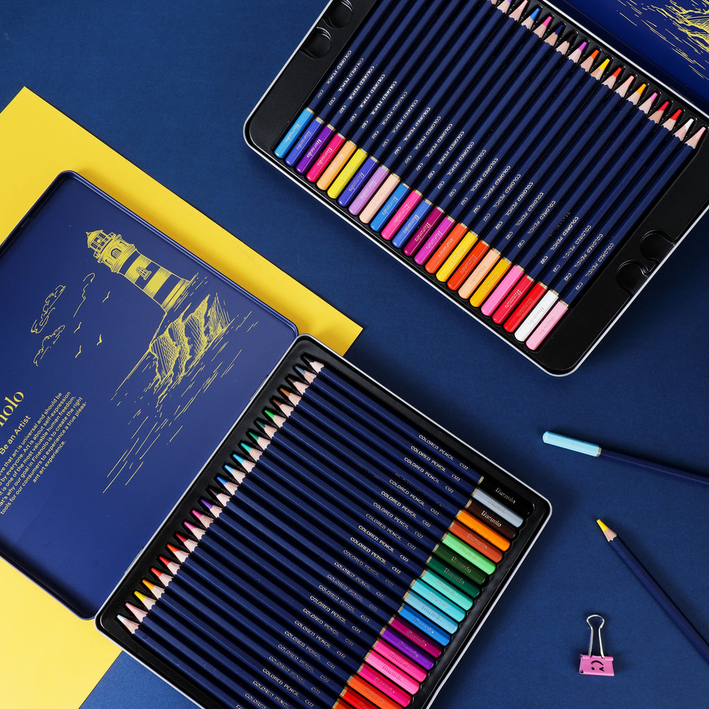 Deli Crayons de couleur Finenolo, boîte en métal, coffret de 72 couleurs