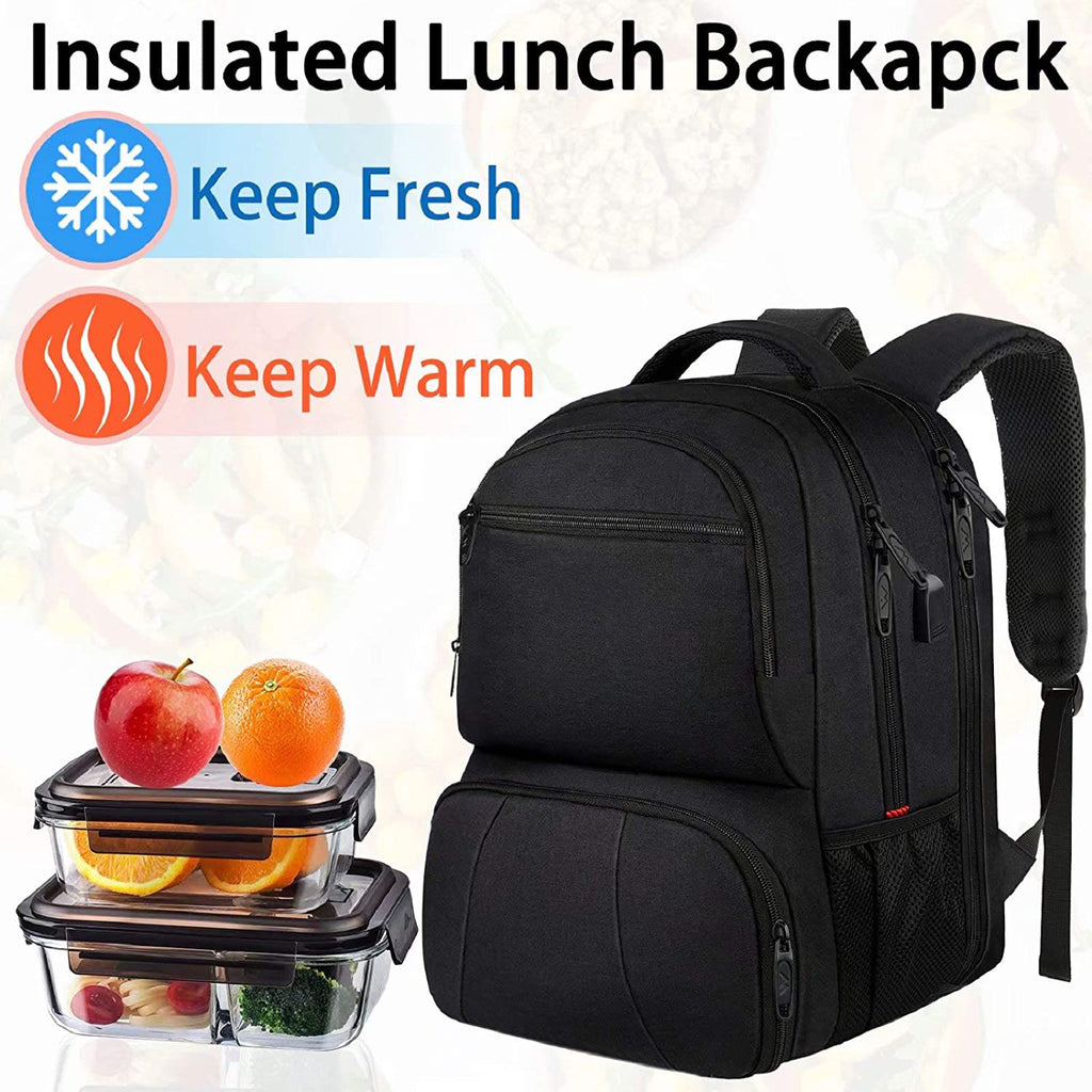 Sac à dos isotherme repas 17 pouces 40 L avec port de charge USB Compartiment ordinateur portable résistant à l'eau
