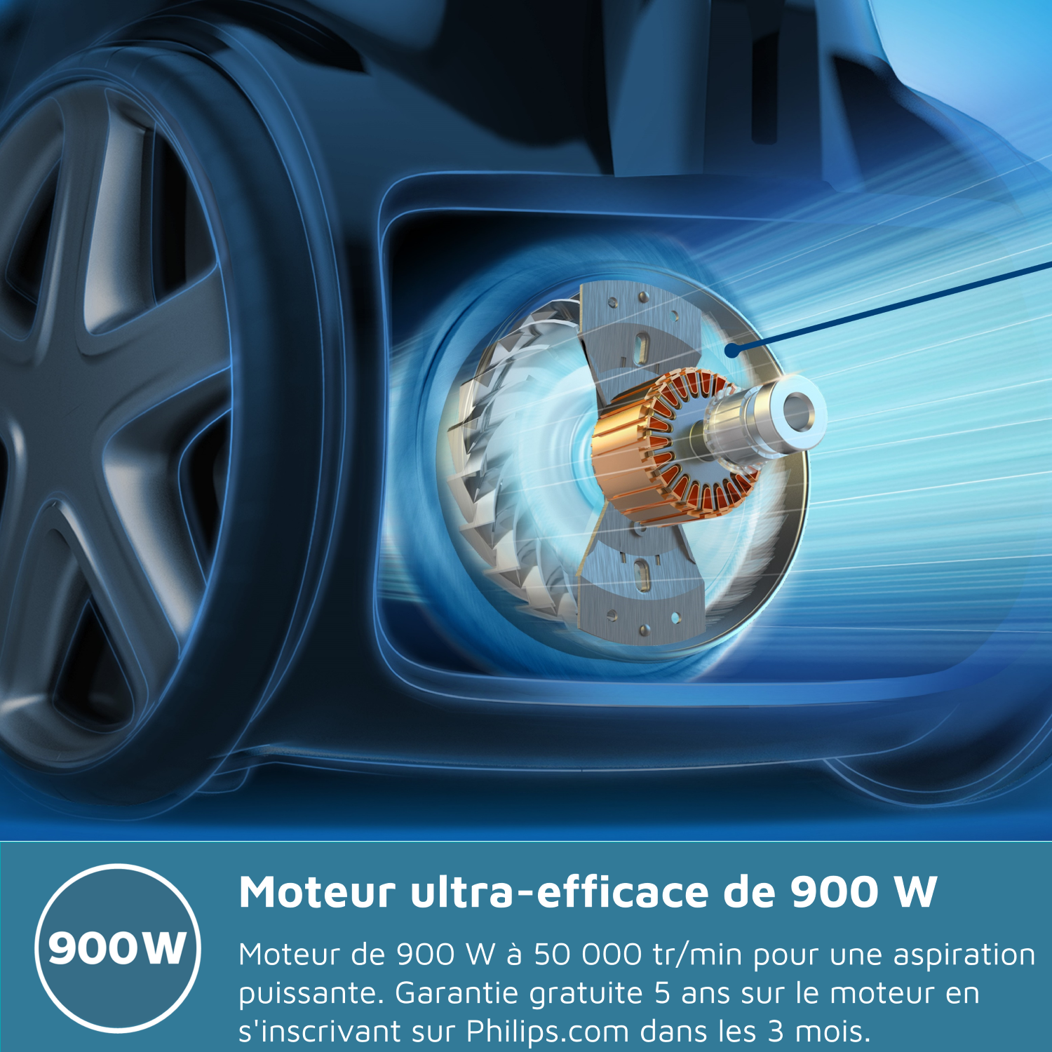 Philips Aspirateur sans sac FC9556/09 Série 5000 LED Bleu 900 W
