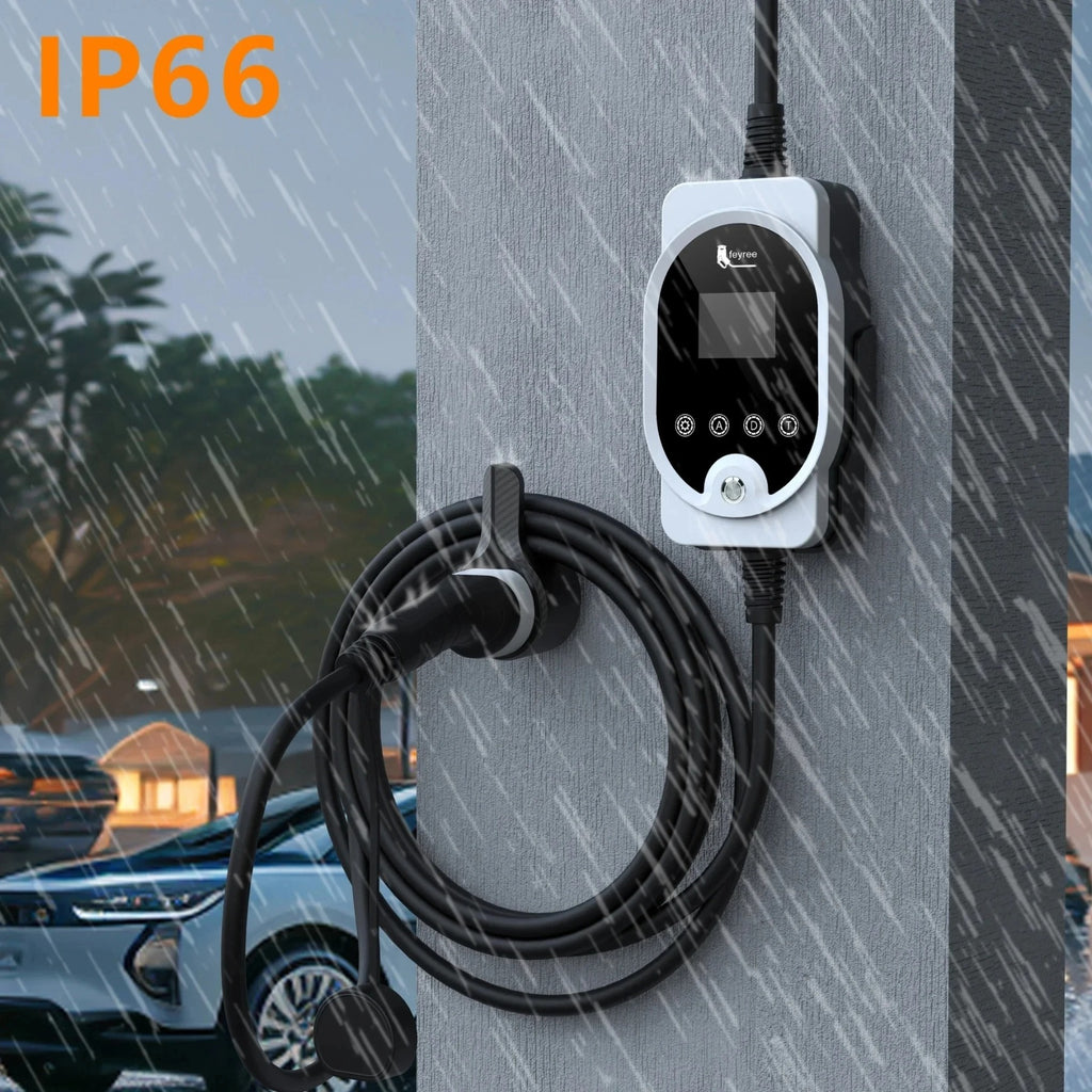feyree Chargeur portable 22 kW pour voiture électrique, câble Type 2, 32 A, 3 phases, station de recharge EVSE intelligente Wi‑Fi avec application, station de recharge rapide