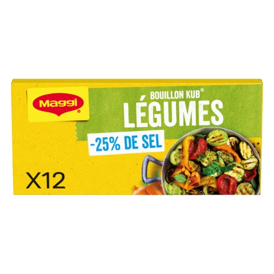 Maggi KUB Bouillon de Légumes -25% de Sel en Cubes 120 g