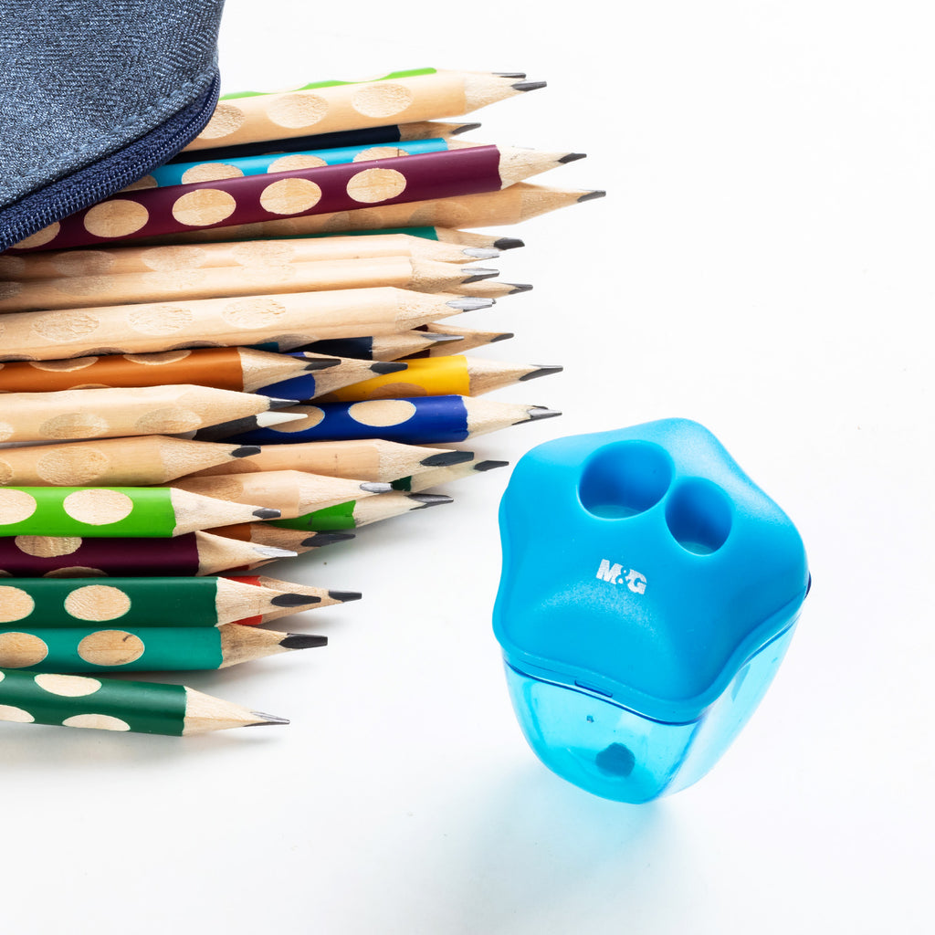M&G Lot de 3 taille-crayons manuels à double trou avec couvercle, taille-crayons compacts portables pour crayons de couleur, fournitures scolaires et de bureau