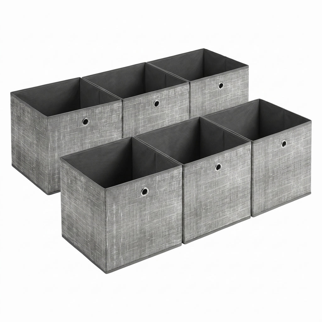 JOYFURNOS Boîtes de Rangement Pliables, Lot de 6 Boîtes en Tissu, 30 x 30 x 30 cm, Pour Meuble Cube, Pour Étagères, Rangement pour Vêtements, Gris