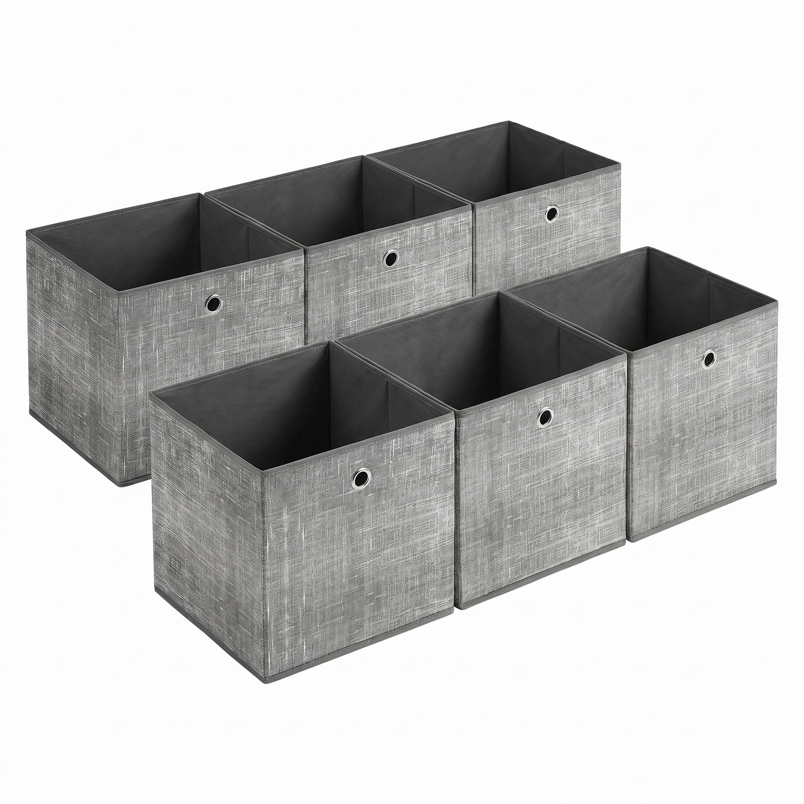 JOYFURNOS Boîtes de Rangement Pliables, Lot de 6 Boîtes en Tissu, 30 x 30 x 30 cm, Pour Meuble Cube, Pour Étagères, Rangement pour Vêtements, Gris