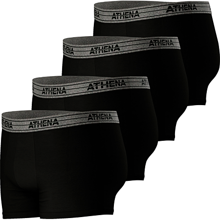 ATHENA Boxers basiques en coton Ecopack lot de 4, Noir-Noir-Noir-Noir