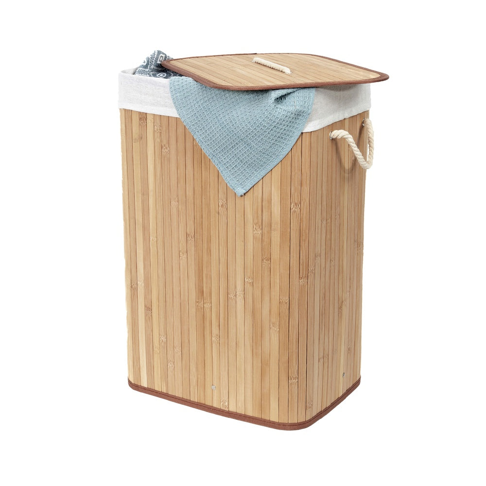 COMPACTOR Panier à Linge Pliable en Bambou avec Couvercle et Poignées