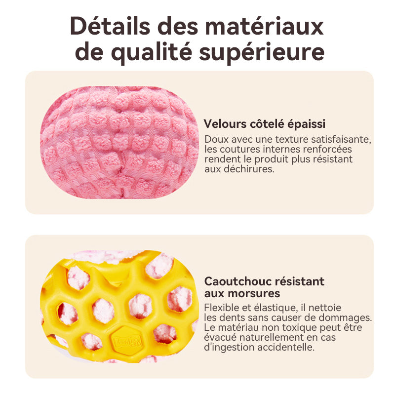 Blinkit Jouets en peluche pour chien avec couineur, velours côtelé épais et caoutchouc naturel, jouet à mâcher pour nettoyer les dents, peluches douces rembourrées pour toutes races de chiens