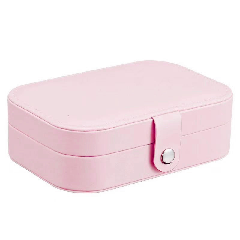 JU7CER Mini boîte à bijoux portable pour boucles d’oreilles, colliers et bagues - Rose
