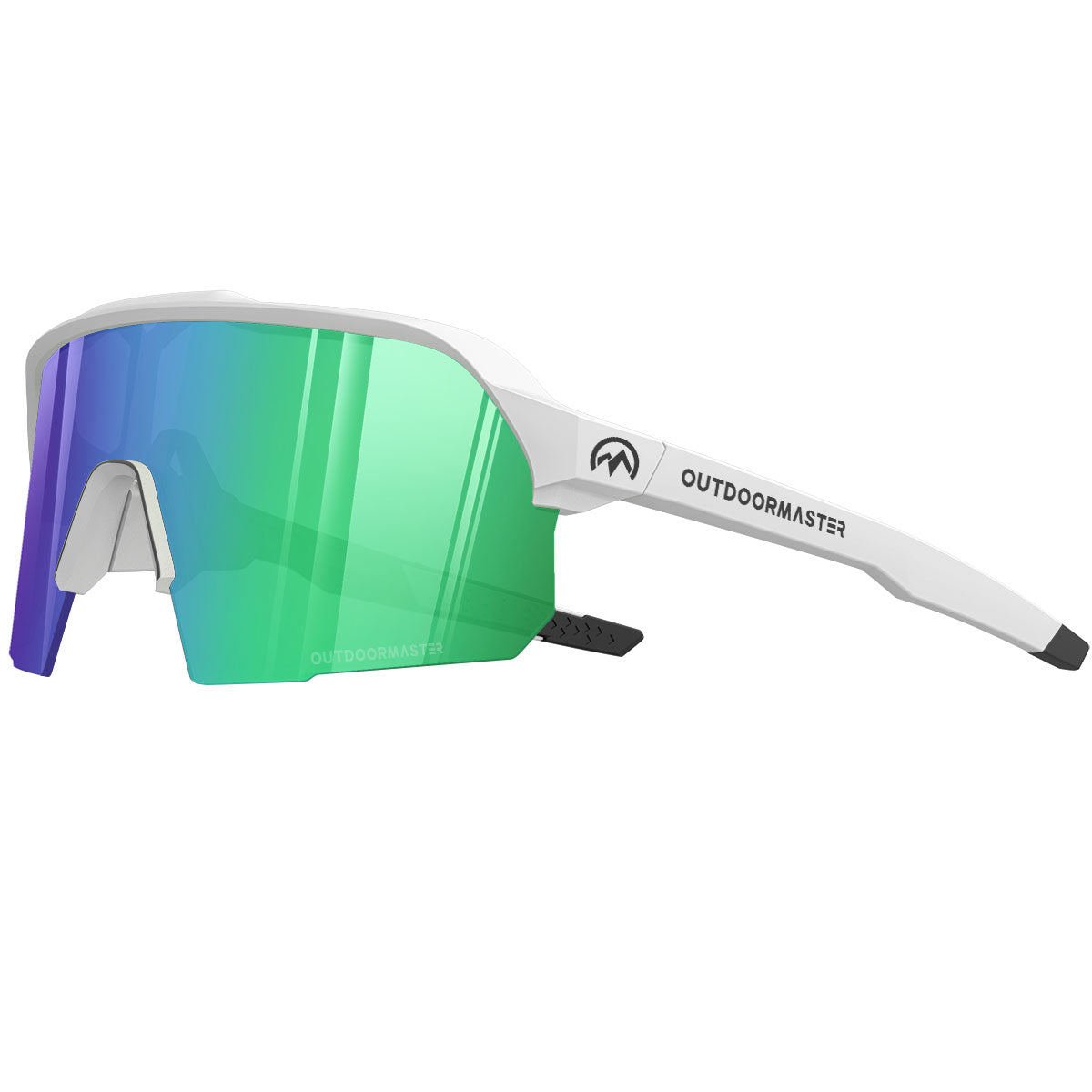 OutdoorMaster Hawk HD Lunettes de soleil de sport polarisées en TR90 pour pêche, baseball, voile, golf, conduite - Monture gris clair, verres gris avec Revo vert VLT 12 %