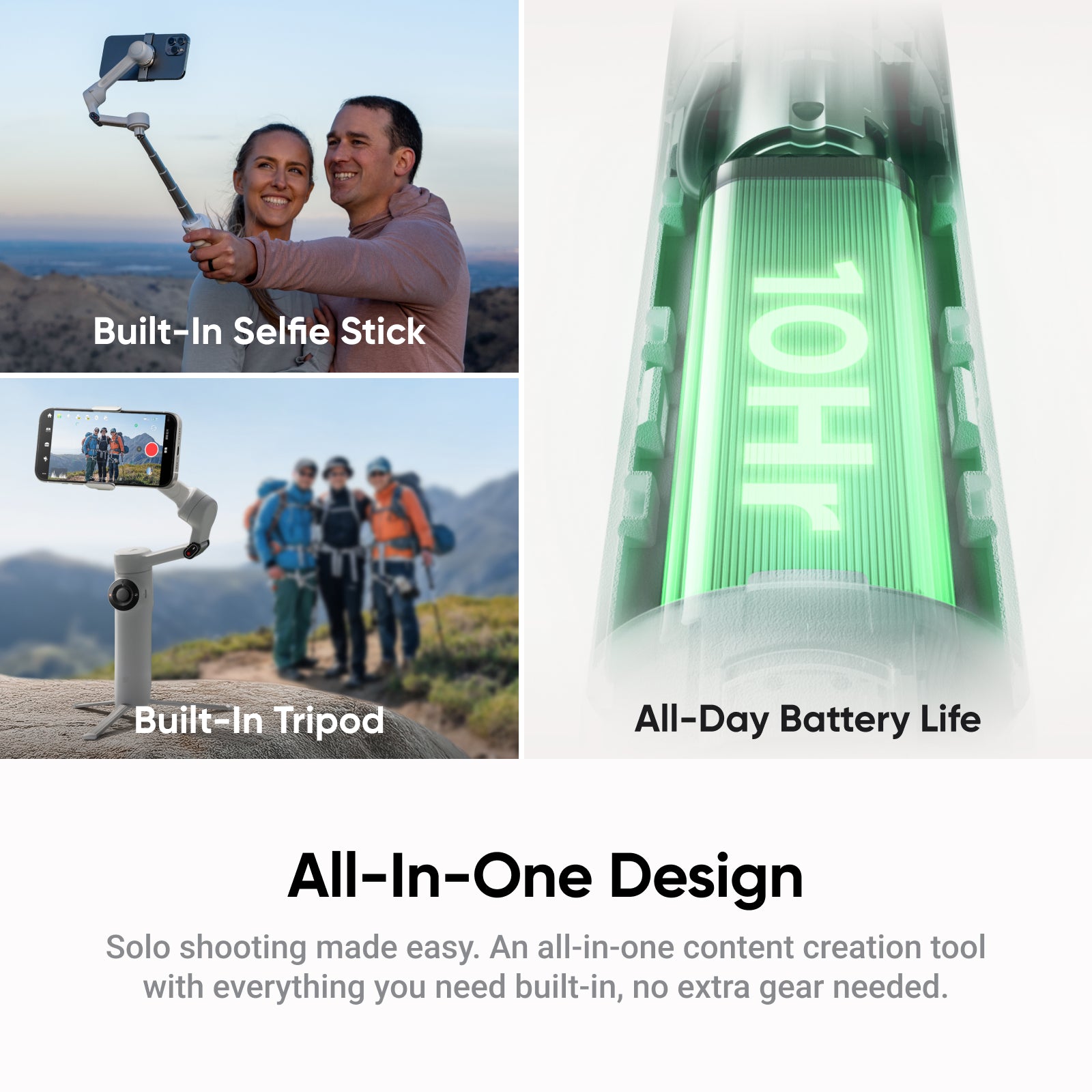 Insta360 Flow 2 Gris - Stabilisateur pour smartphone pliable avec IA, suivi IA et multi-personnes, trépied/perche à selfie intégrés, télécommande, compatible iPhone/Android, voyage