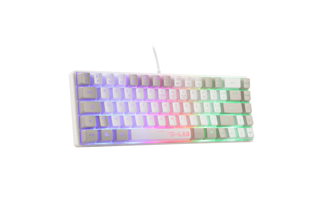 THE G-LAB Keyz Hydrogen Clavier Gaming Semi-mécanique Filaire RGB 60 % - AZERTY - Blanc/Gris