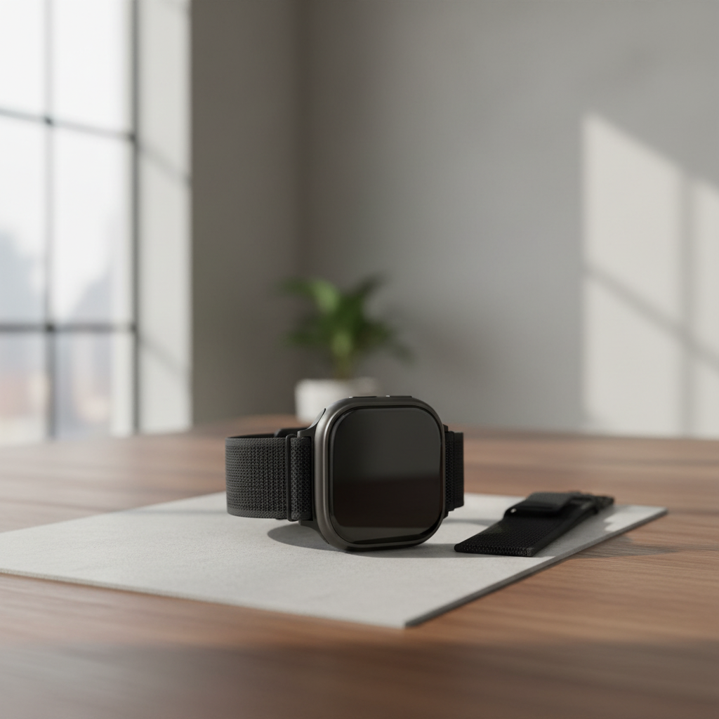 Apple Watch Ultra 2 Montre connectée avec boitier titane noir et bracelet trail noir - Taille M/L