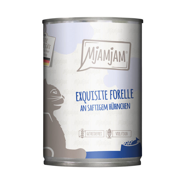 MjAMjAM [Peut être servi frais pour l'été] Aliment humide pour chat au poulet et à la truite 400 g