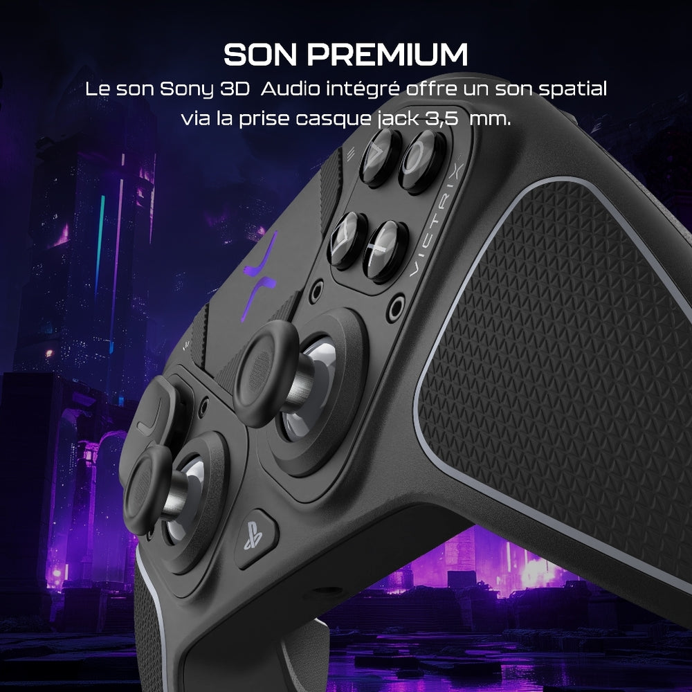 Turtle Beach Victrix Pro BFG Reloaded Manette esport modulaire Sans fil - Sticks Anti-Drift & Module Fightpad 6 boutons - PC, PS5 (Licence officielle PlayStation) - Noir