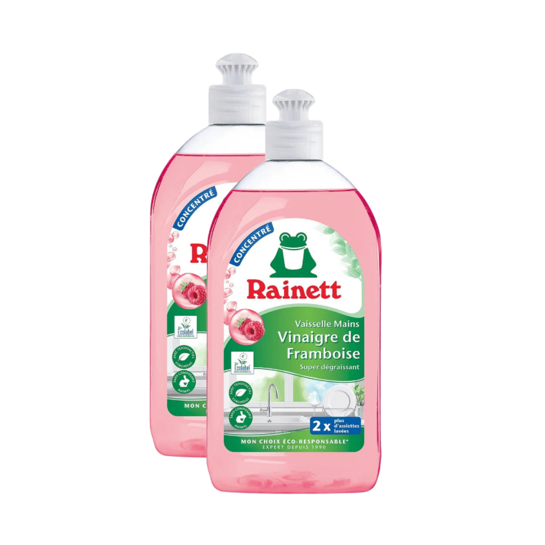 Rainett Eco Liquide Vaisselle Super Dégraissant Vinaigre de Framboise 2 x 500 ml (= 1 L)