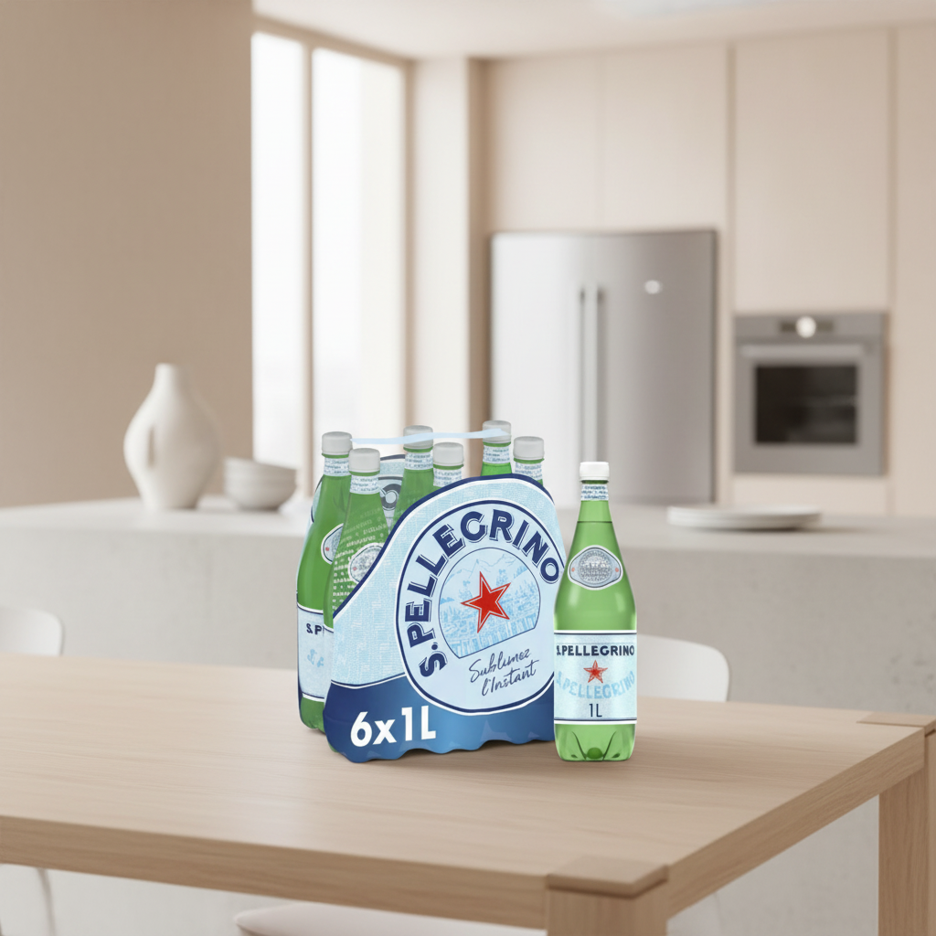 SAN PELLEGRINO Eau minérale naturelle gazeuse - 6 x 1 L