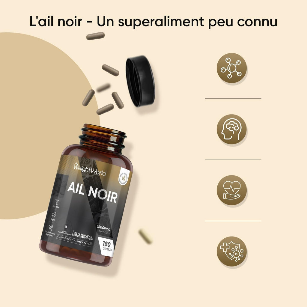WeightWorld Extrait d'ail noir 15000 mg 180 gélules