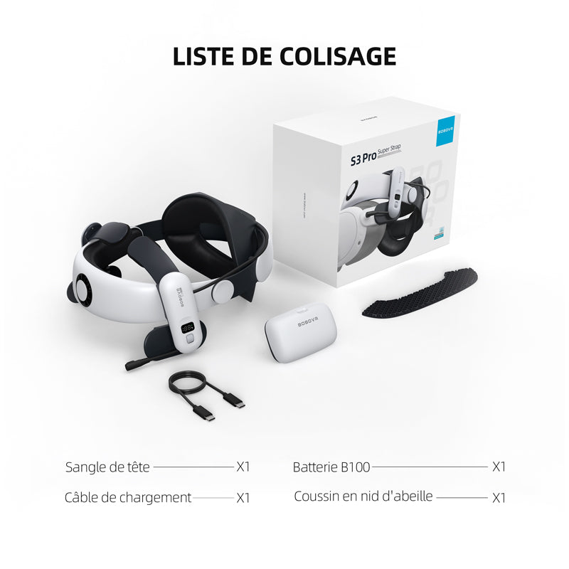 BOBOVR Accessoires de ceinture S3 Pro, régulateur de température pour casque et batterie remplaçable à chaud de 10 000 mAh, compatible avec Meta Quest 3/Quest 3S