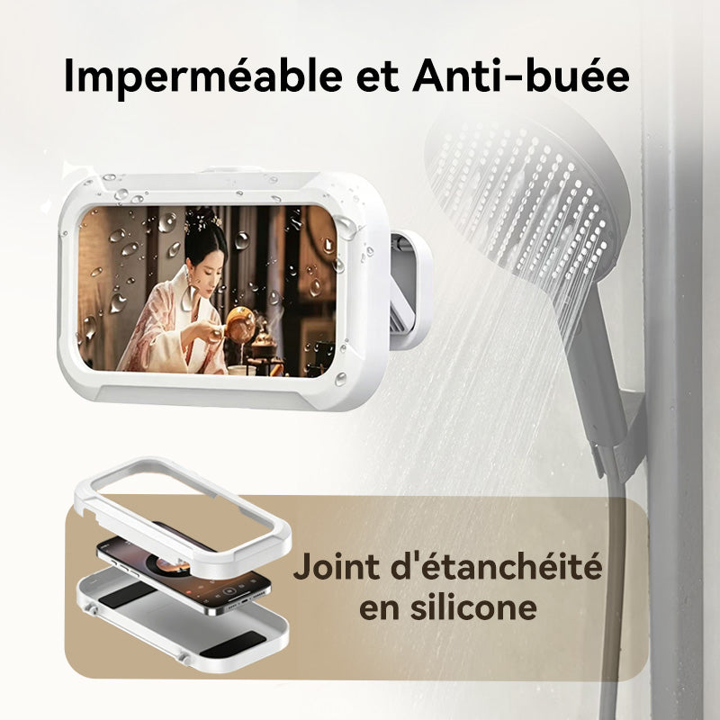 JORDAN&JUDY Boîtier étanche pour smartphone, support étanche rotatif à 360° avec capteur de pression, sans perçage, pour la salle de bains, blanc