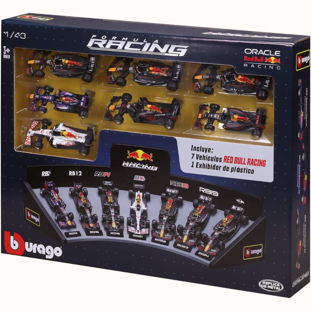 Red Bull Racing Échelle 1/43 Formule 1 Pack de 7 Véhicules avec Présentoir