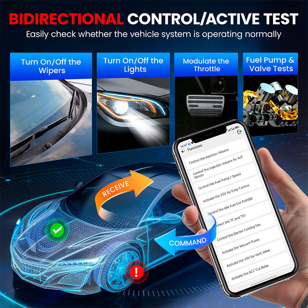 KINGBOLEN Ediag Elite Outil de diagnostic automobile mises à jour gratuites à vie tous systèmes 15 réinitialisations test bidirectionnel scanner auto OBD2 avec câble d’extension 36 cm