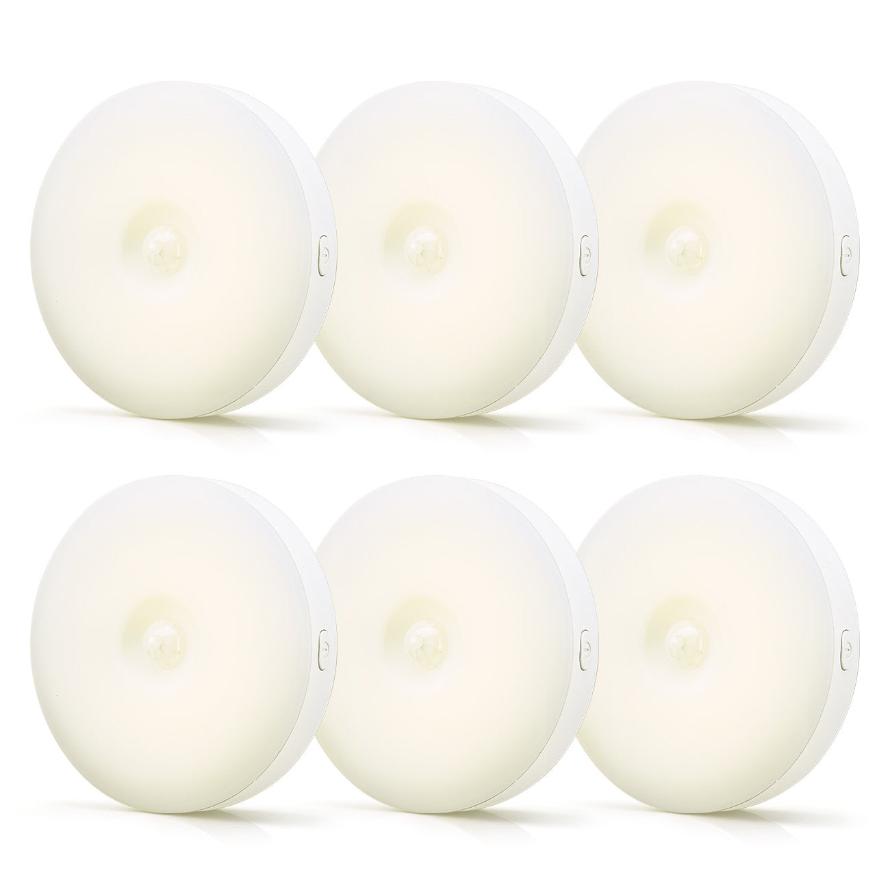 VIVREAL Veilleuses LED à détecteur de mouvement, Lot de 6, sans fil rechargeables, Mode 3 couleurs, Magnétiques à coller au mur
