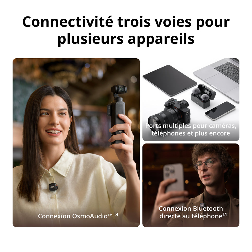 DJI Mic 3 1 TX + 1 RX Micro sans fil pour iPhone/appareil photo/Android, ultra-léger, contrôle d’amplification adaptatif pour un volume équilibré, jusqu’à 28 heures d’autonomie
