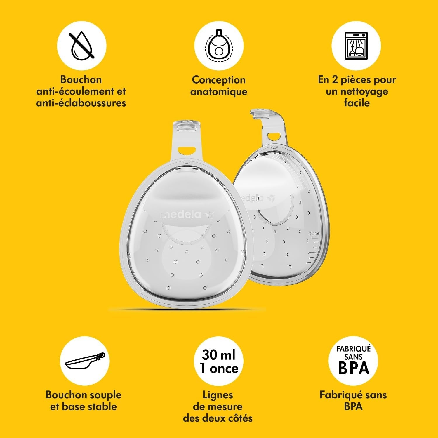 MEDELA - Collecteurs de lait maternel intra-soutien-gorge, lot de 2