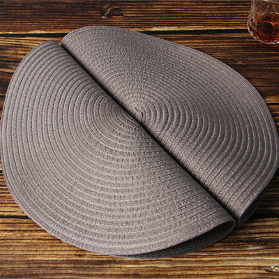 Lot de 6 sets de table ronds tressés en coton et polyester, lavables et résistants à la chaleur, diamètre 38 cm – Gris clair