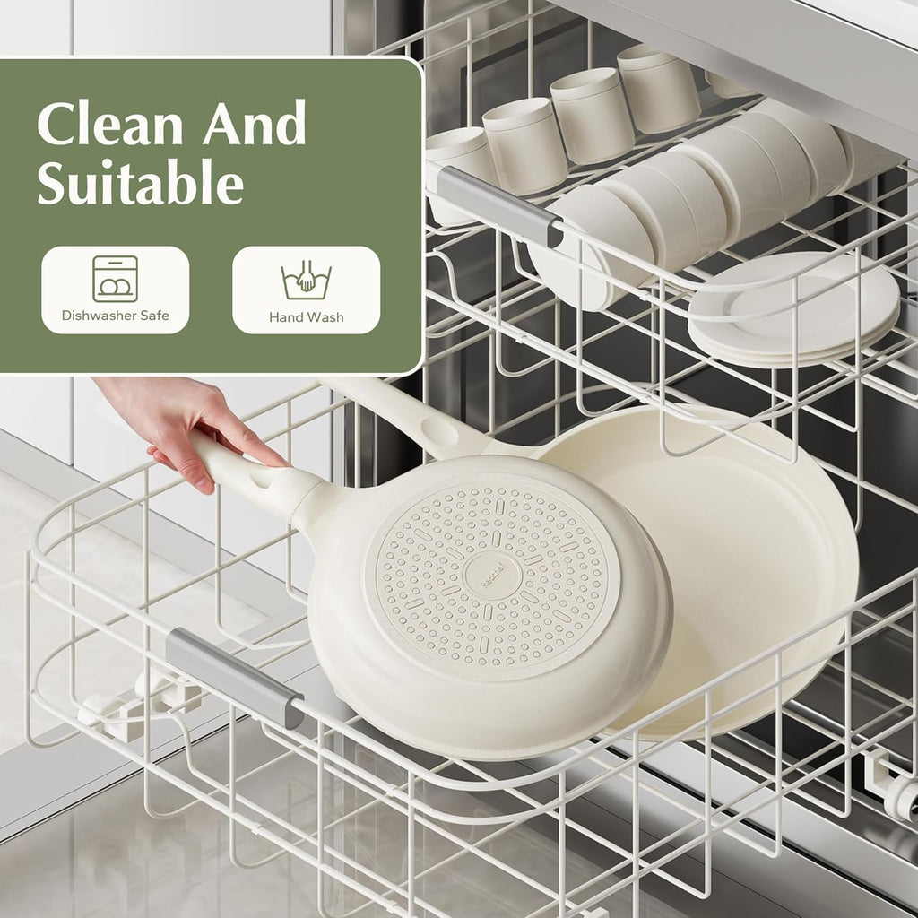 Redchef Série Starlight Poêle à frire en céramique 24 cm, Extérieur et intérieur blancs