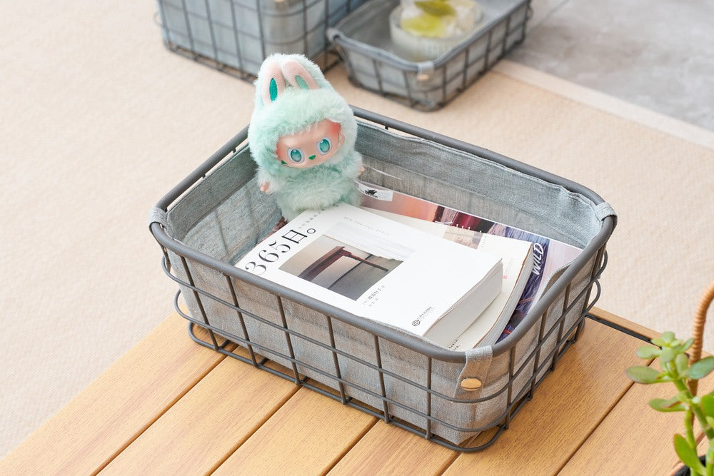 KEVAHOME panier de rangement en maille métallique gris taille S/lot de 3 doublure intérieure grise 15.5×11.5×7.5 pouces 13×9×5 pouces 11.5×7.5×3.5 pouces promotion du Nouvel An