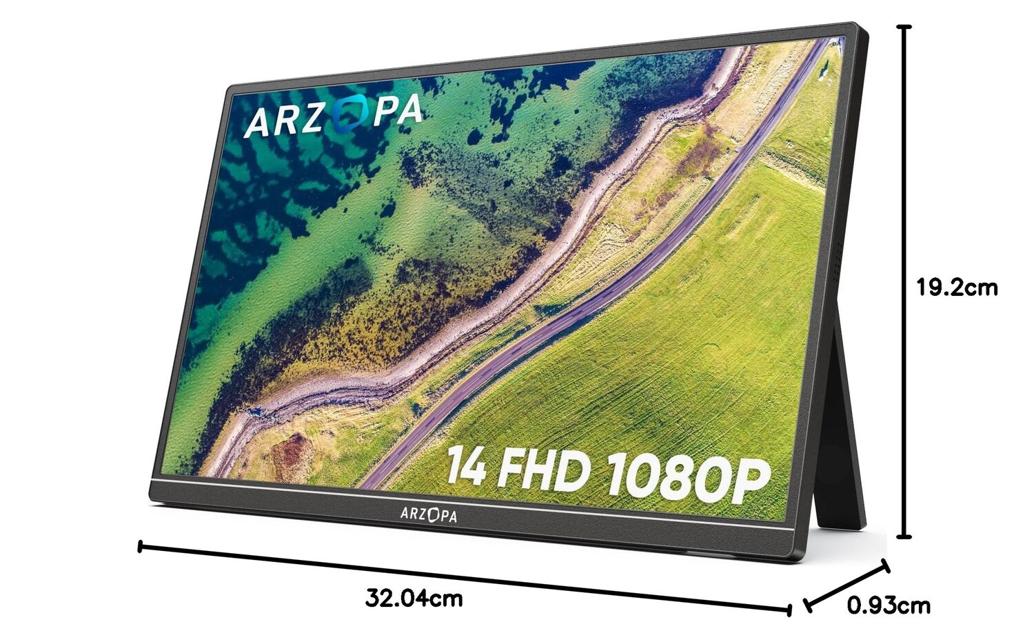 ARZOPA A1S Moniteur portable 14 po 1920 x 1080 FHD IPS 60 Hz USB-C mini HDMI support intégré Noir