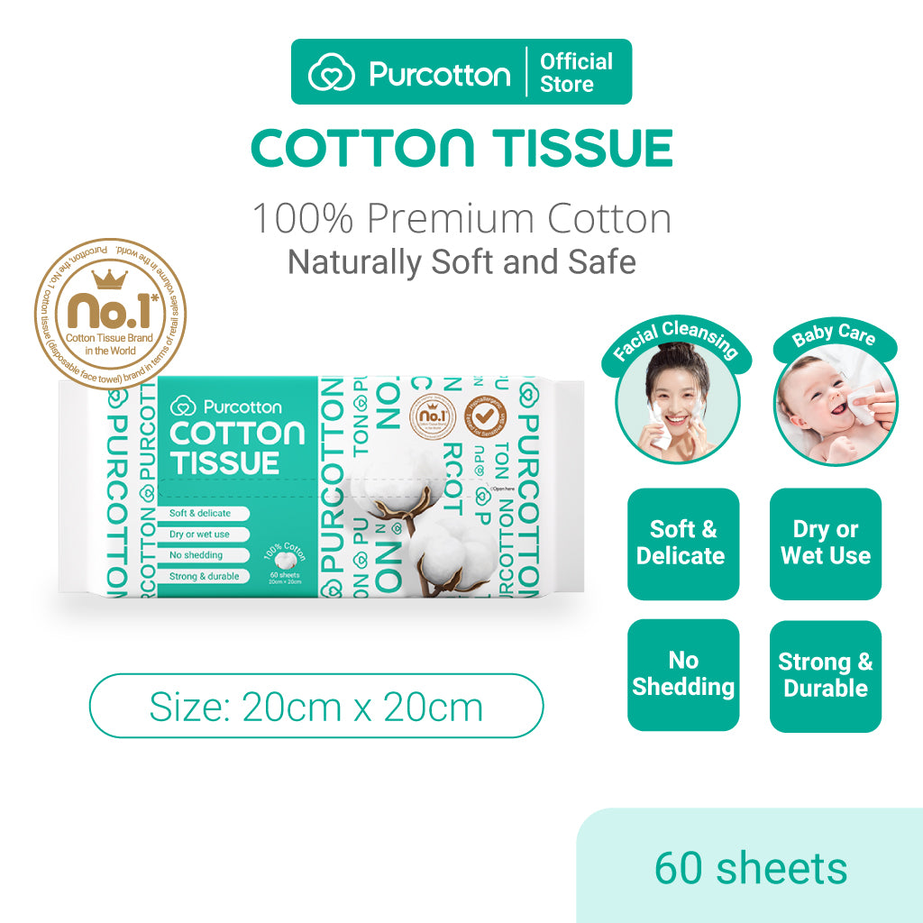 Purcotton Serviettes en Coton 60 Feuilles *36 Paquets