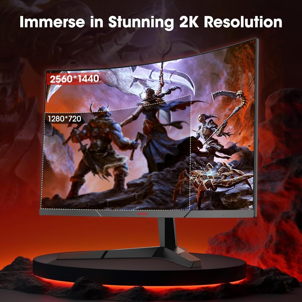 KOORUI Moniteur de jeu incurvé QHD 27 pouces, 2560*1440, 180 Hz 1 ms, DCI-P3 85 %, Inclinaison réglable, HDMI/DP, MG27A12QV3