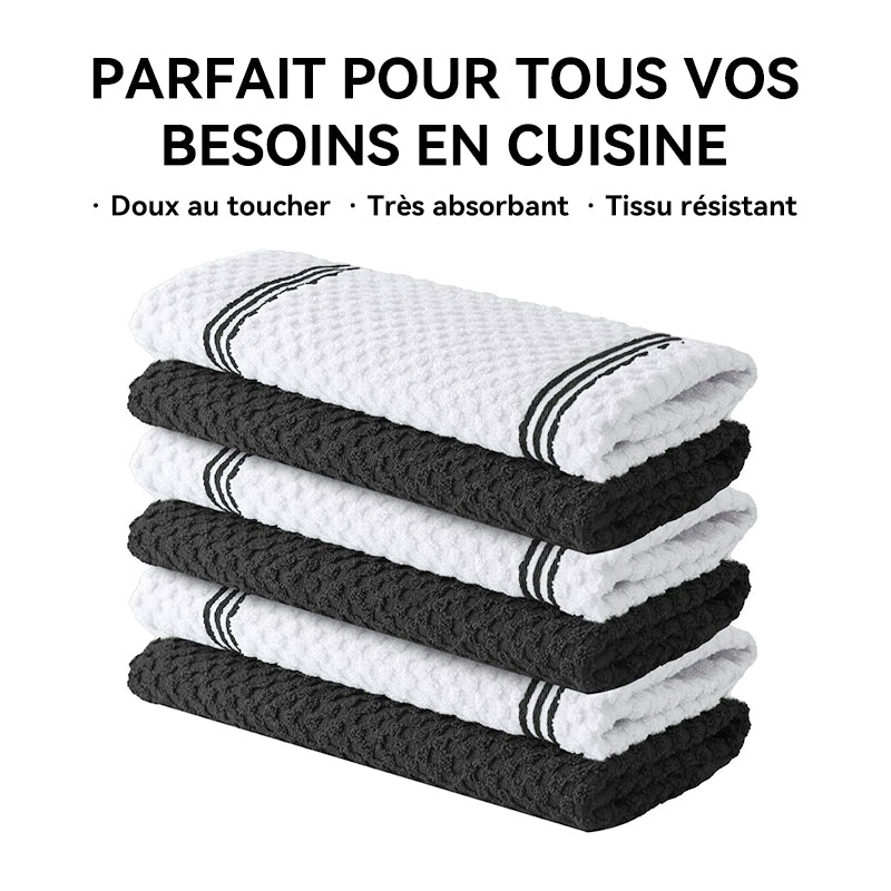 JORDAN&JUDY Lot de 6 torchons de cuisine gris, doux et durables, très absorbants, 40 x 66 cm