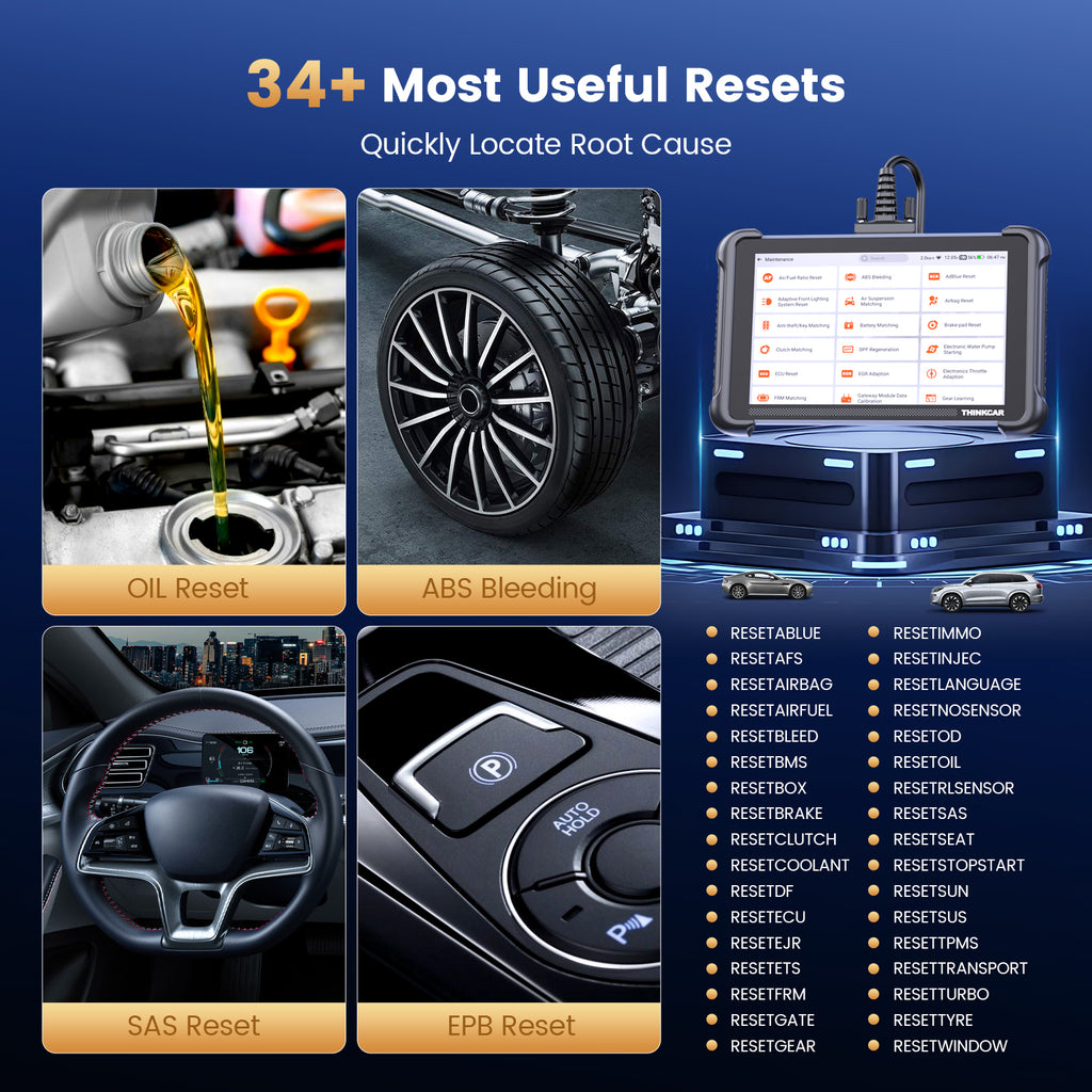 THINKCAR ThinkSCAN 689 Outil de diagnostic OBD2 pour voiture, avec 34 fonctions de remise à zéro et diagnostic complet des systèmes, lecteur de données pour tests actifs