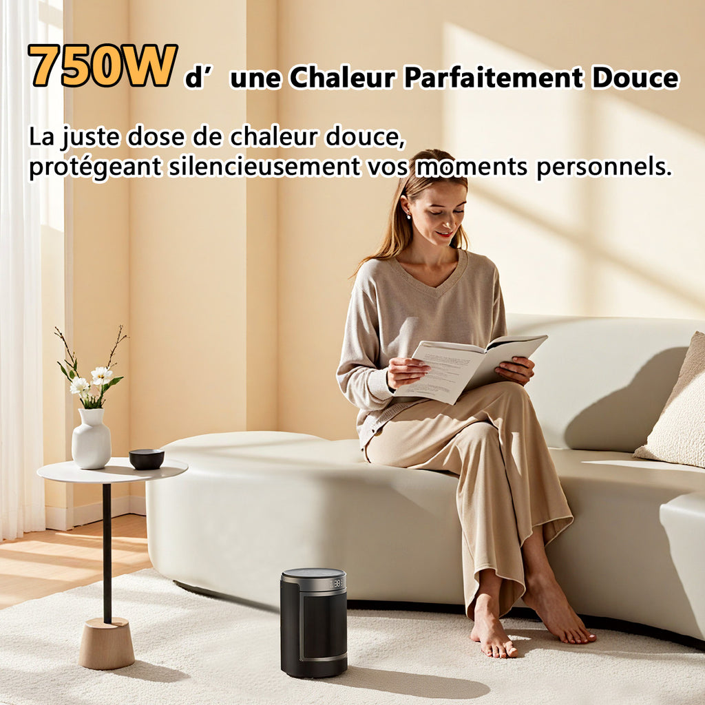 Totopia Radiateur électrique 1500 W 4 modes Élément chauffant céramique PTC Affichage LED et télécommande Minuterie 12 h Oscillation large Protections surchauffe et basculement PTC-907B