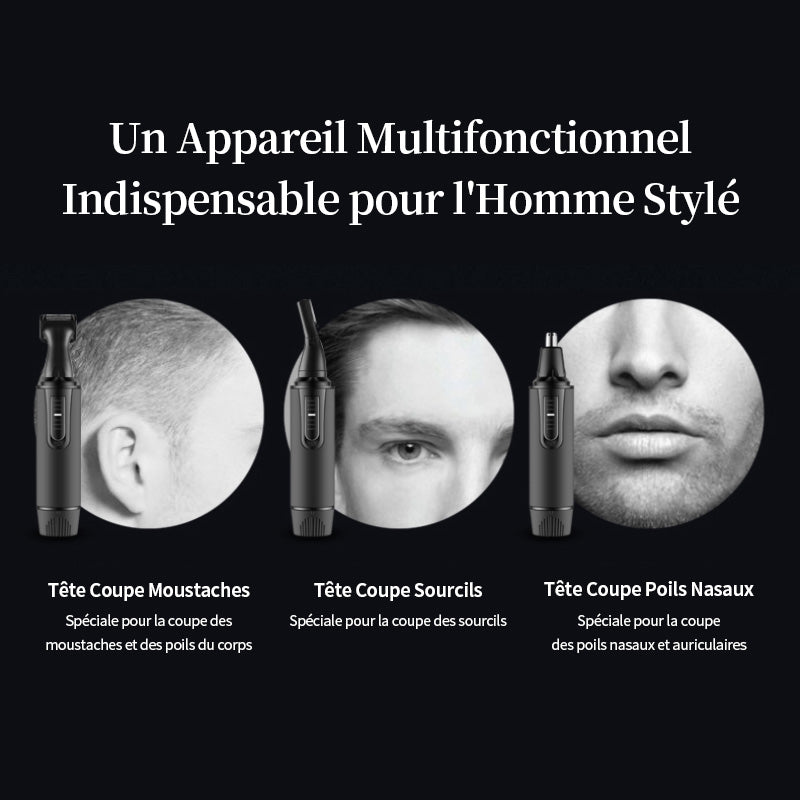 Sparoma Tondeuse poils nez et oreilles 3-en-1 pour hommes avec lumière LED, Têtes de tondeuse favoris et sourcils, Moteur 6500 tr/min, Entièrement étanche, À piles
