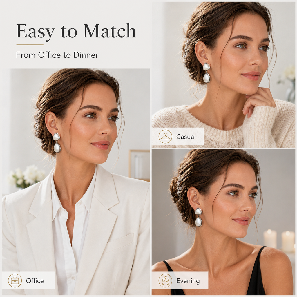 VoxorAI Boucles d'oreilles pendantes en perles goutte d'eau style français, Clous d'oreilles, Boucles d'oreilles toutes saisons, Argent